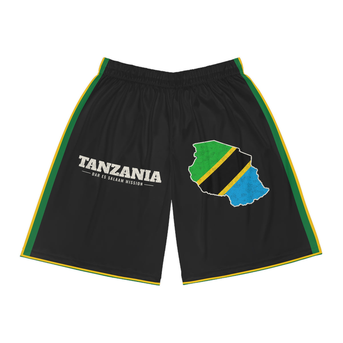 Tanzania Dar es Salaam Mission Basketball Shorts, front view