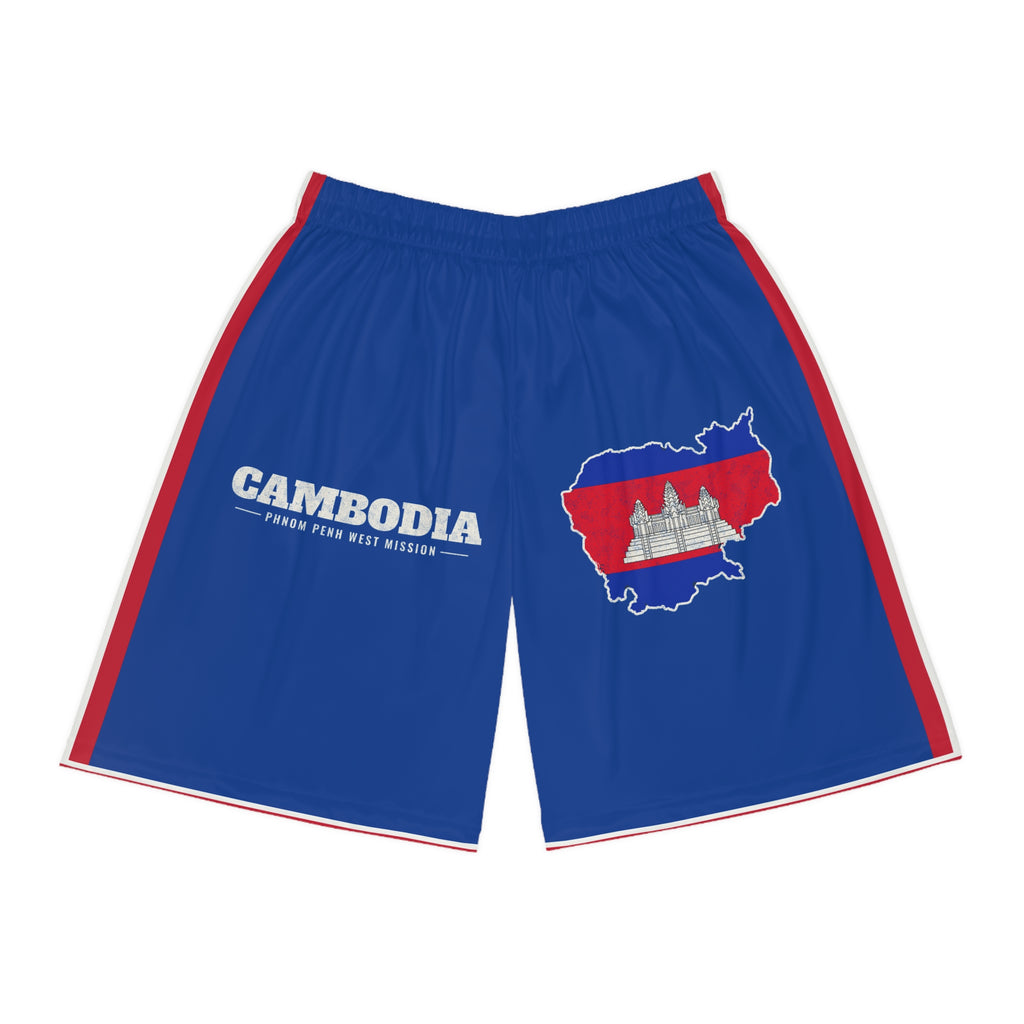 Cambodia Phnom Penh West Mission Basketball Shorts, front view