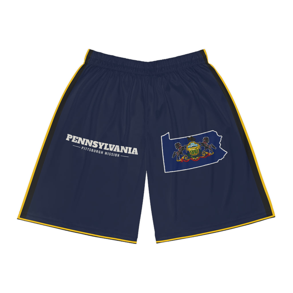 Pennsylvania Pittsburgh Mission Basketball Shorts, front view