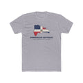 Dominican Republic Santo Domingo West Mission Flag Map shirt in Heather Grey: flag of the Dominican Republic in the outline of the Dominican Republic with navy lettering, front view