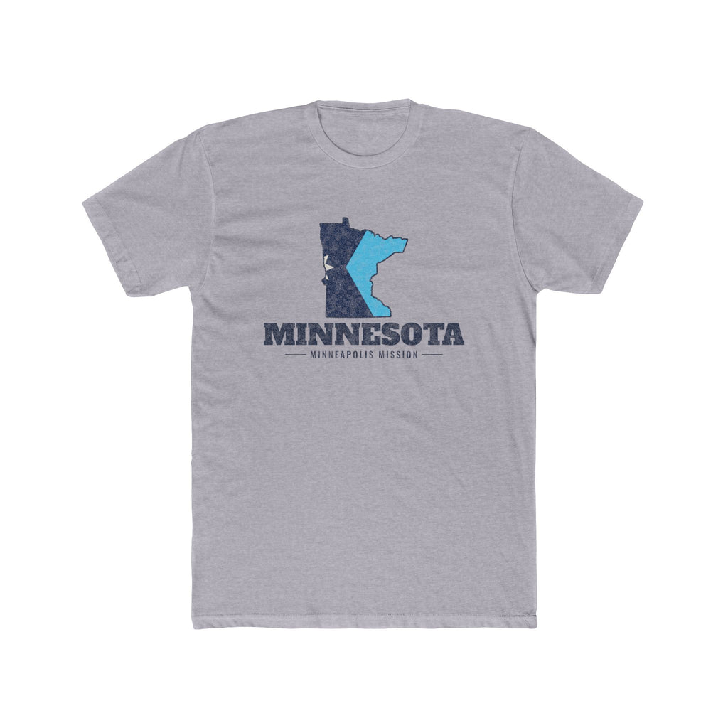 Minnesota Minneapolis Mission Flag Map shirt in Heather Grey: flag-filled map printed on the front