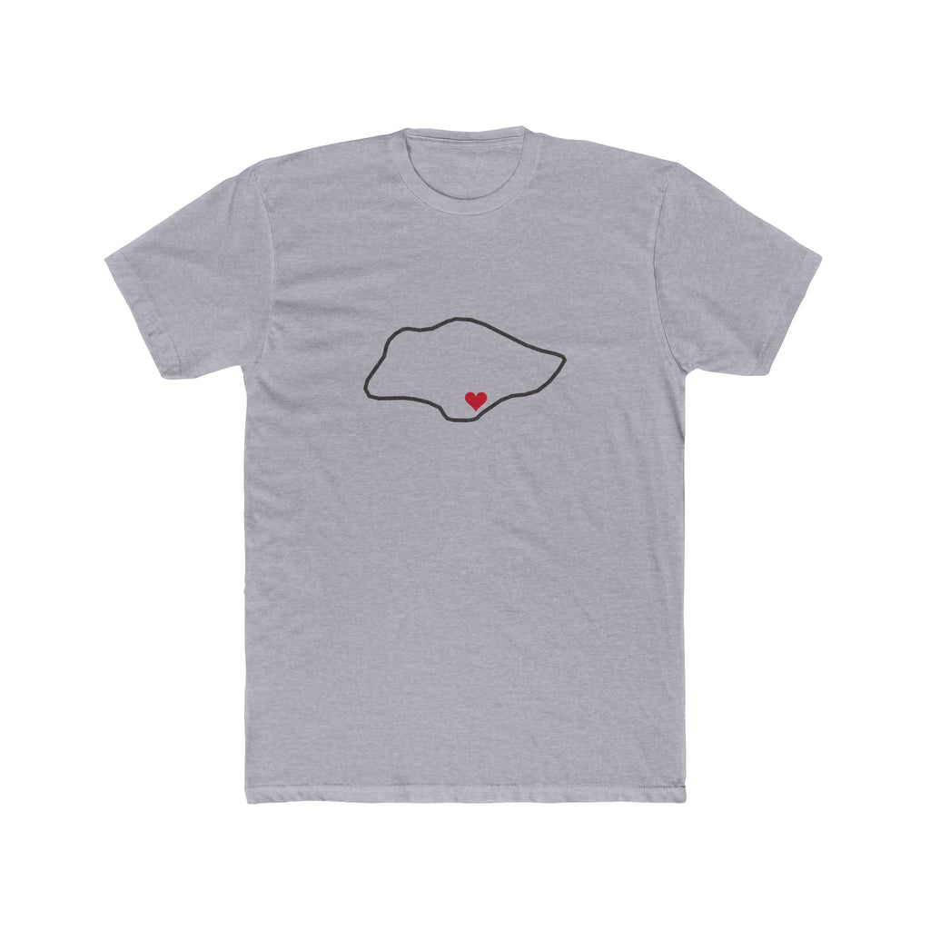 Singapore Mission Heart Map shirt in Heather Grey: Singapore outline with a red heart, front view