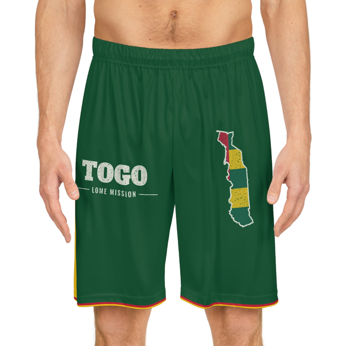 Togo Lome Mission Basketball Shorts, worn, front view