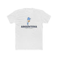 Argentina Santa Fe Mission Flag Map shirt in White: flag of Argentina in the outline of Argentina with navy lettering, front view