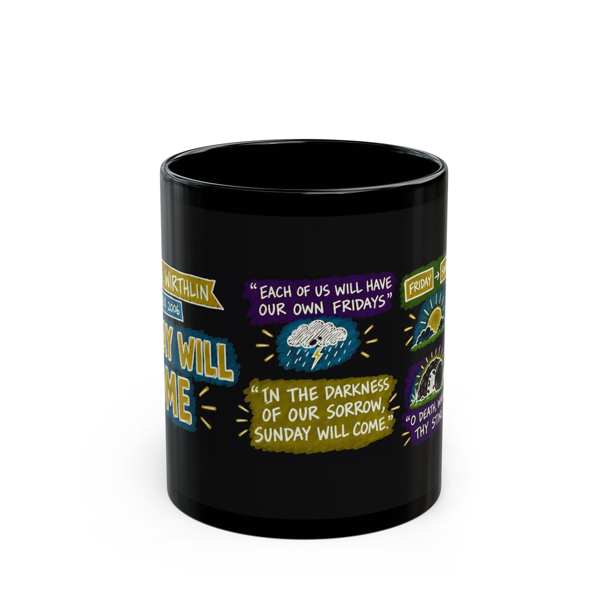 Sunday Will Come Sketch Note Black Mug — Joseph B. Wirthlin