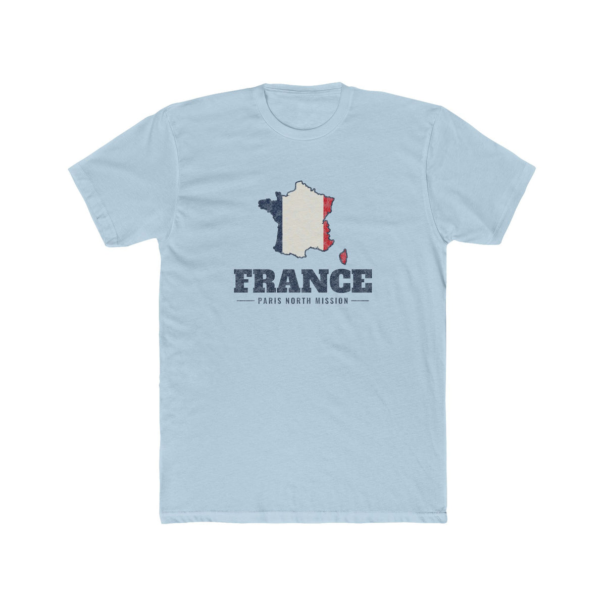France Paris North Mission Flag Map shirt in Desert Pink: flag of France in the outline of France with navy lettering, front view