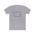 Iowa Iowa City Mission Heart Map shirt in Heather Grey: Iowa outline with a red heart, front view