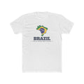 Brazil Rio de Janeiro South Mission Flag Map shirt in White: flag of Brazil in the outline of Brazil with navy lettering, front view