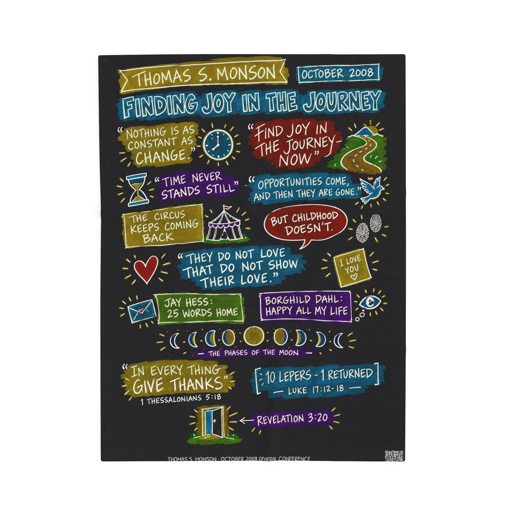 Finding Joy in the Journey Sketch Note Plush Blanket — Thomas S. Monson