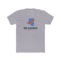 Democratic Republic of the Congo Kananga Mission Flag Map shirt in Heather Grey: flag of the Democratic Republic of the Congo in the outline of the Democratic Republic of the Congo with navy lettering, front view