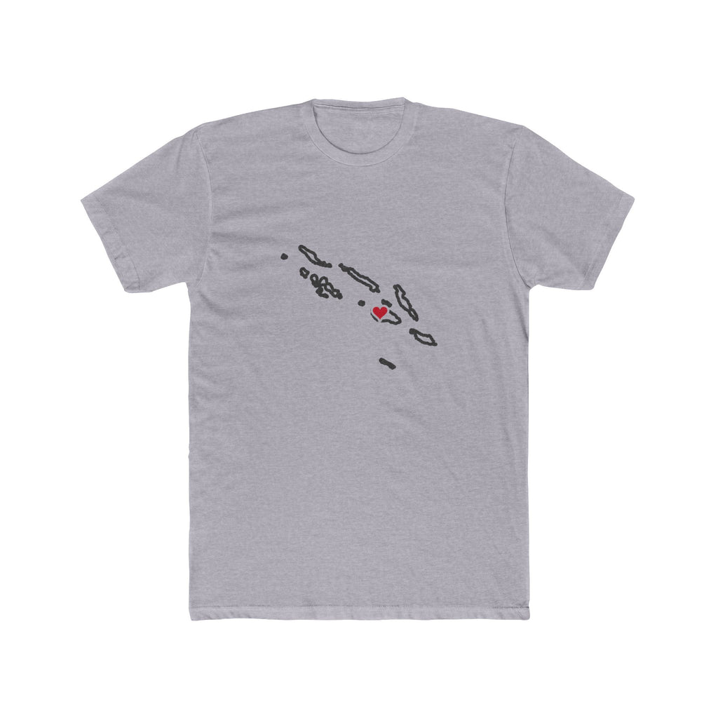 Solomon Islands Honiara Mission Heart Map shirt in Heather Grey: Solomon Islands outline with a red heart, front view