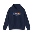Marshall Islands/Kiribati Mission Flag Map Hoodie in Navy, front view with the flag map and mission name