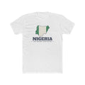 Nigeria Port Harcourt South Mission Flag Map shirt in White: flag of Nigeria in the outline of Nigeria with navy lettering, front view
