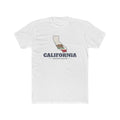 California Anaheim Mission Flag Map shirt in White: California state flag in the outline of California with navy lettering, front view