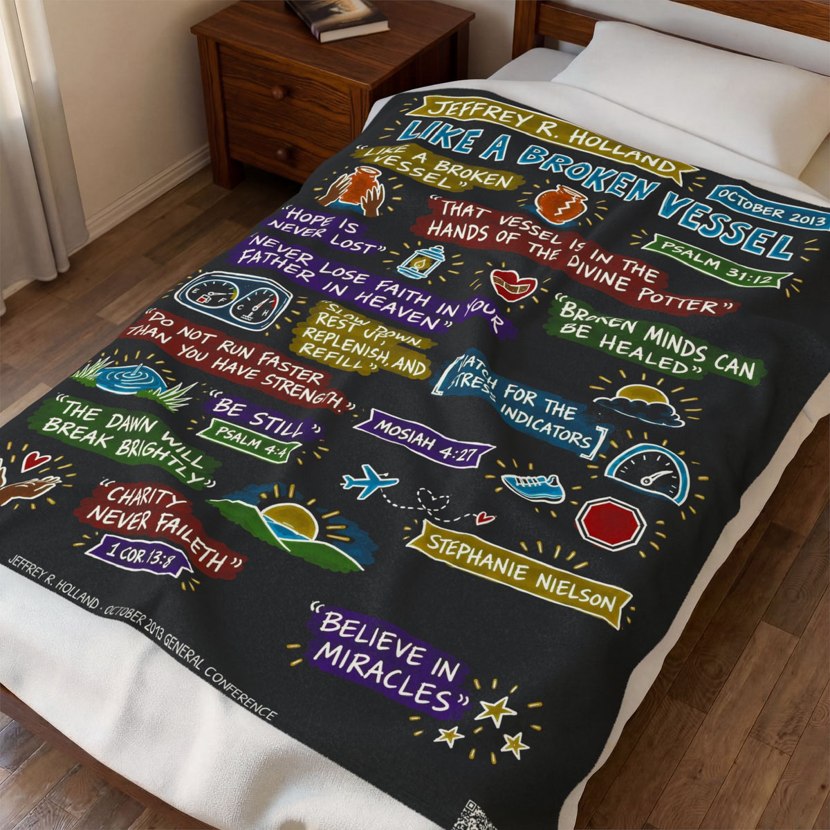 Like a Broken Vessel Sketch Note Plush Blanket — Jeffrey R. Holland