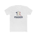 France Paris South Mission Flag Map shirt in White: flag of France in the outline of France with navy lettering, front view
