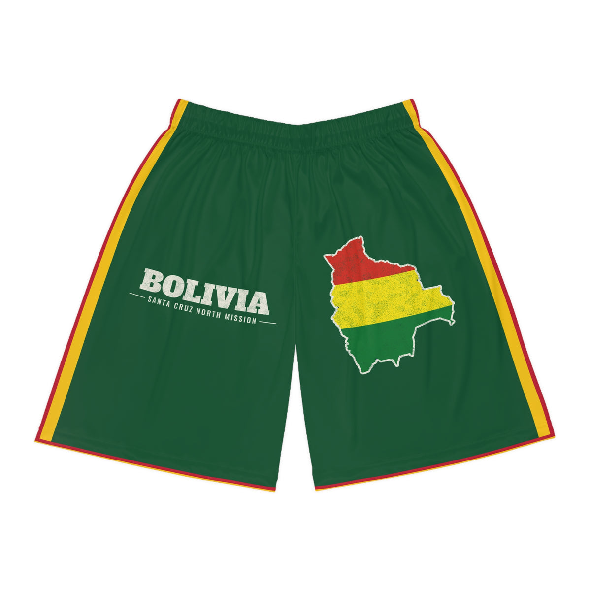 Bolivia Santa Cruz North Mission Basketball Shorts, front view