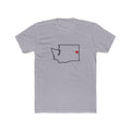 Washington Spokane Mission Heart Map shirt in Heather Grey: Washington outline with a red heart, front view