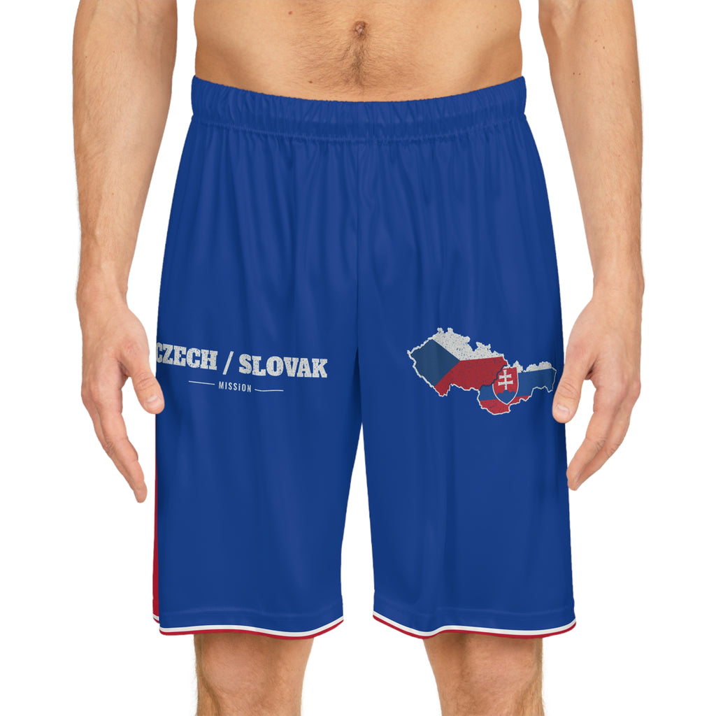 Czech/Slovak Mission Basketball Shorts, worn, front view