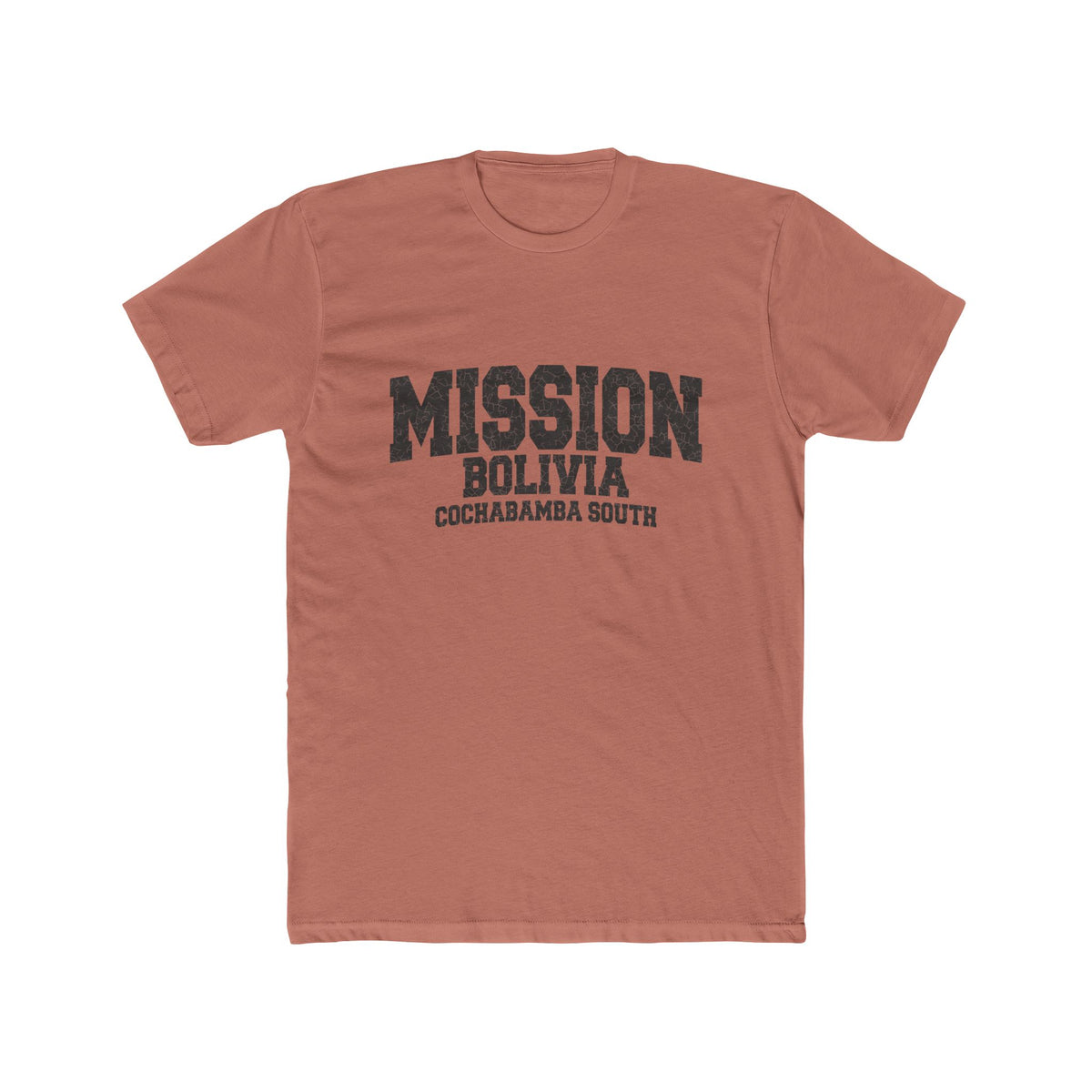 Bolivia Cochabamba South Mission T-Shirt in Solid Desert Pink, front view
