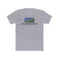 Solomon Islands Honiara Mission Flag Map shirt in Heather Grey: flag badge of the Solomon Islands with navy lettering, front view
