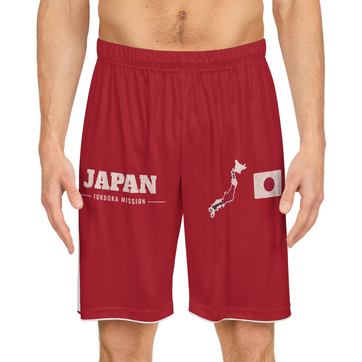 Japan Fukuoka Mission Basketball Shorts, worn, front view