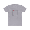 New Mexico Farmington Mission Heart Map shirt in Heather Grey: New Mexico outline with a red heart, front view