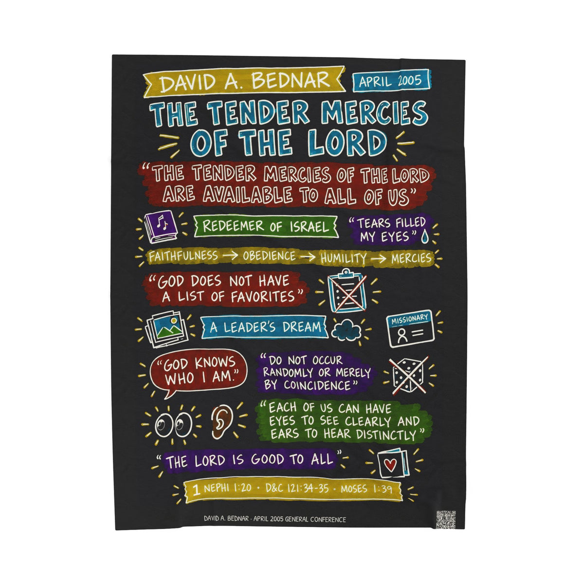 The Tender Mercies of the Lord Sketch Note Plush Blanket — David A. Bednar