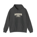 Peru Lima Northwest Mission Hoodie in Dark Heather, front view with the varsity mission design