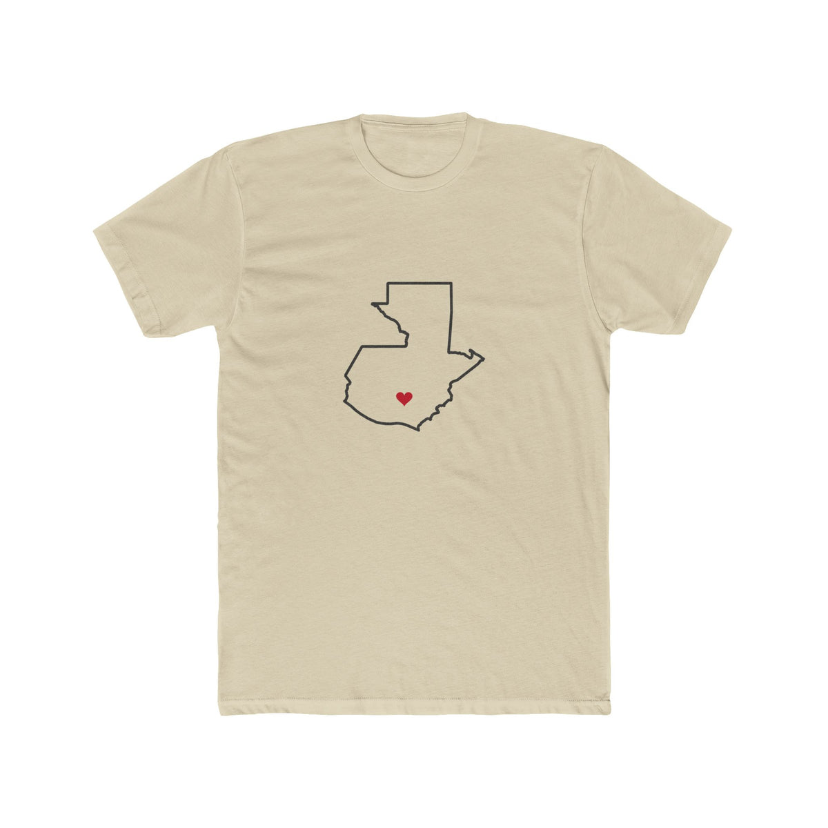 Guatemala Guatemala City Mission Heart Map shirt in Cream: Guatemala outline with a red heart, front view