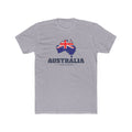 Australia Perth Mission Flag Map shirt in Heather Grey: flag of Australia in the outline of Australia with navy lettering, front view
