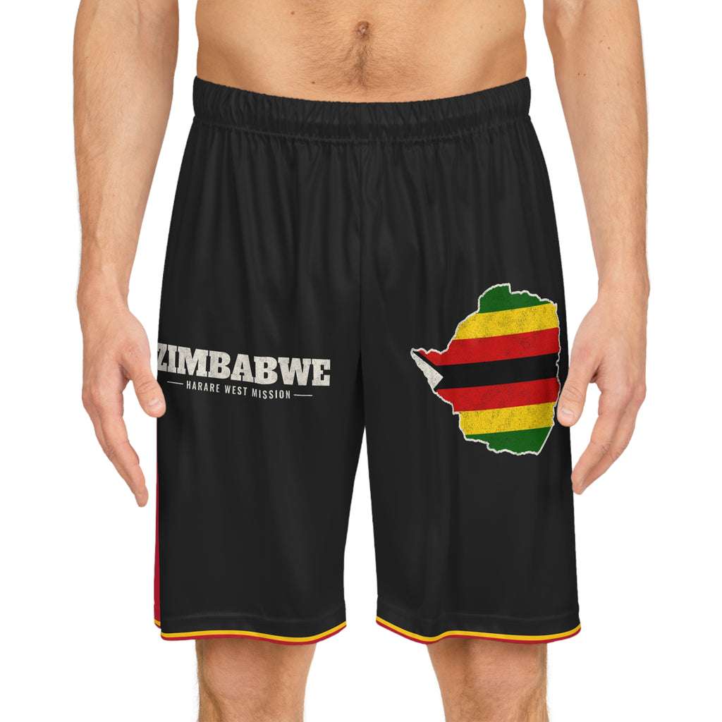 Zimbabwe Harare West Mission Basketball Shorts, worn, front view