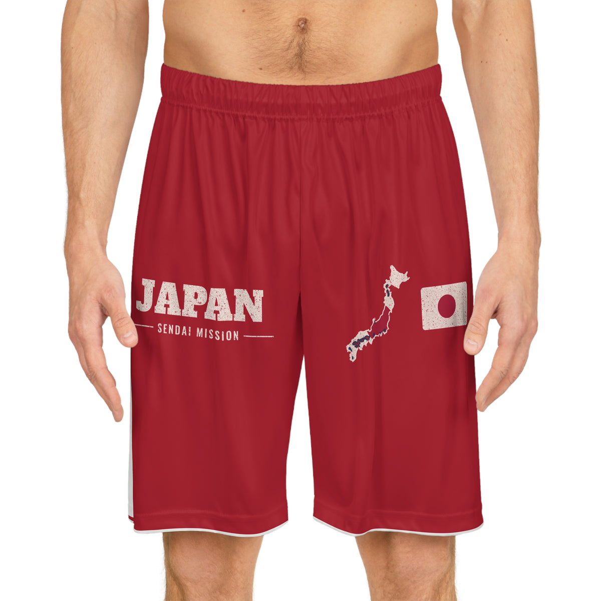 Japan Sendai Mission Basketball Shorts, worn, front view