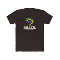 Brazil Cuiaba Mission Flag Map shirt in Dark Chocolate: flag of Brazil in the outline of Brazil with cream lettering, front view