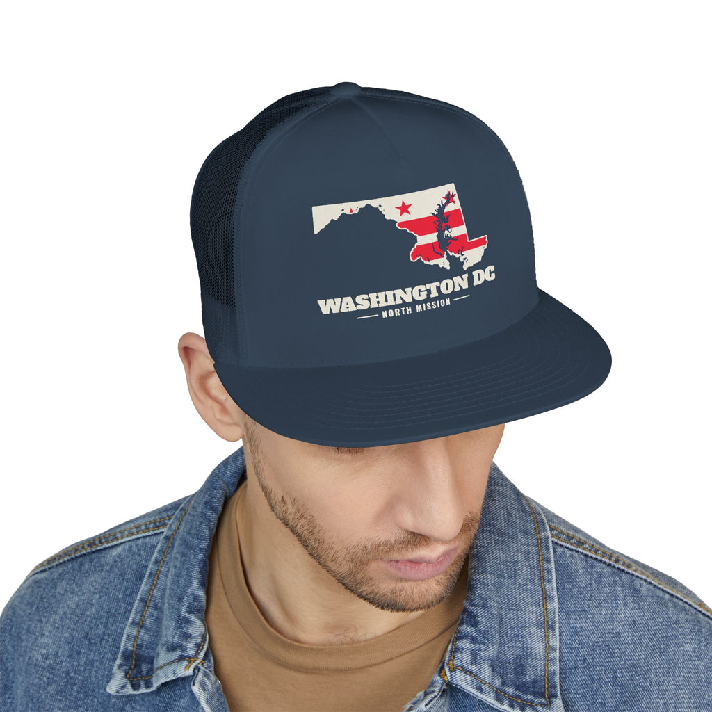 Washington DC North Mission Flag Map Trucker Hat