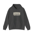 Arizona Phoenix East Mission Hoodie in Dark Heather, front view with the varsity mission design