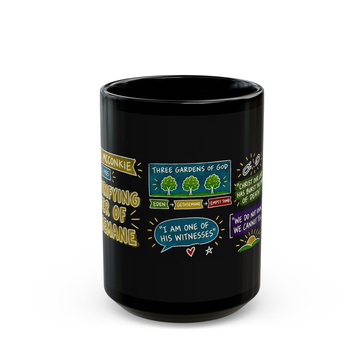 The Purifying Power of Gethsemane Sketch Note Black Mug — Bruce R. McConkie