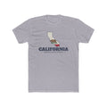 California Newport Beach Mission Flag Map shirt in Heather Grey: California state flag in the outline of California with navy lettering, front view