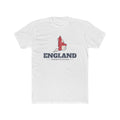 England Manchester Mission Flag Map shirt in White: flag of England in the outline of England with navy lettering, front view