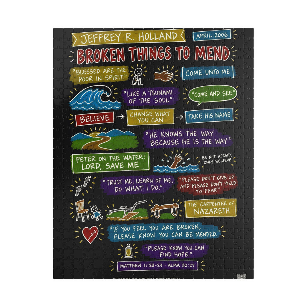 Broken Things to Mend Sketch Note 520-Piece Puzzle — Jeffrey R. Holland