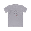 Peru Tacna Mission Heart Map shirt in Heather Grey: Peru outline with a red heart, front view