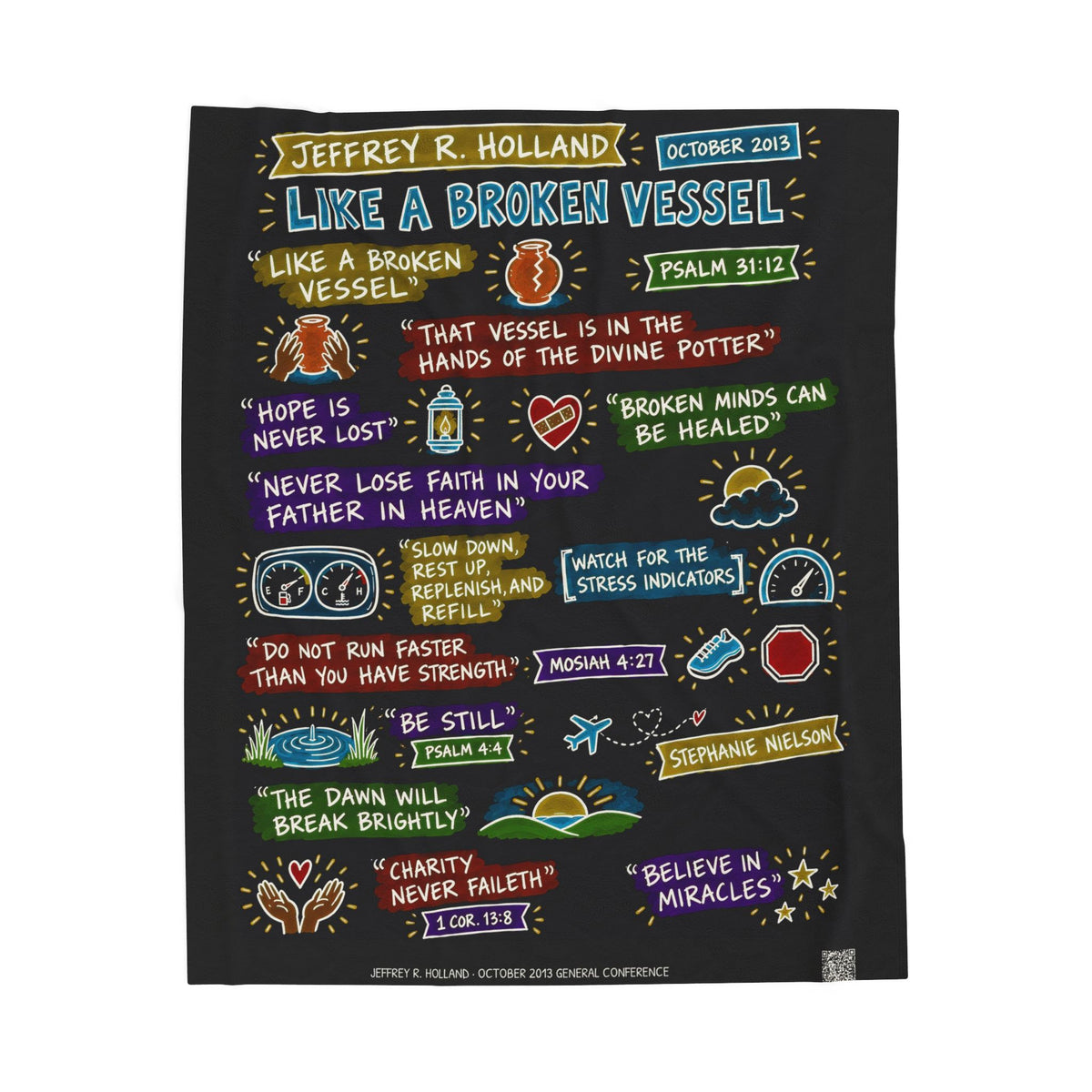 Like a Broken Vessel Sketch Note Plush Blanket — Jeffrey R. Holland