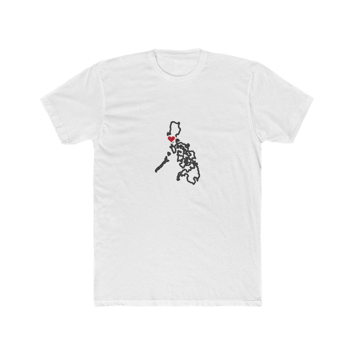 Philippines Angeles Mission Heart Map shirt in White: Philippines outline with a red heart, front view