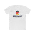 Germany Berlin Mission Flag Map shirt in White: flag of Germany in the outline of Germany with navy lettering, front view