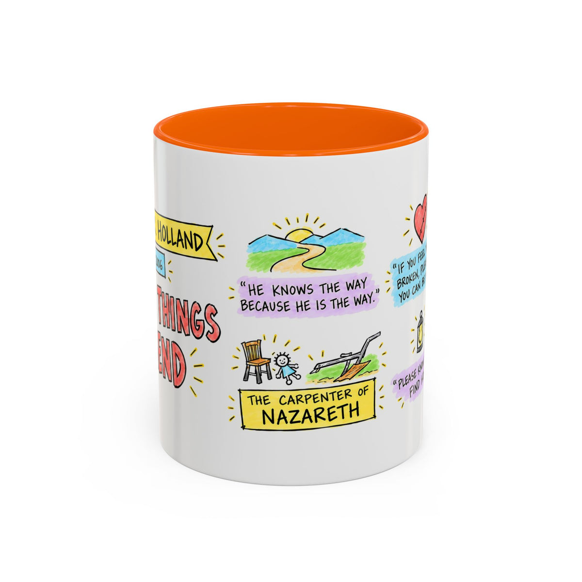 Broken Things to Mend Sketch Note Mug — Jeffrey R. Holland