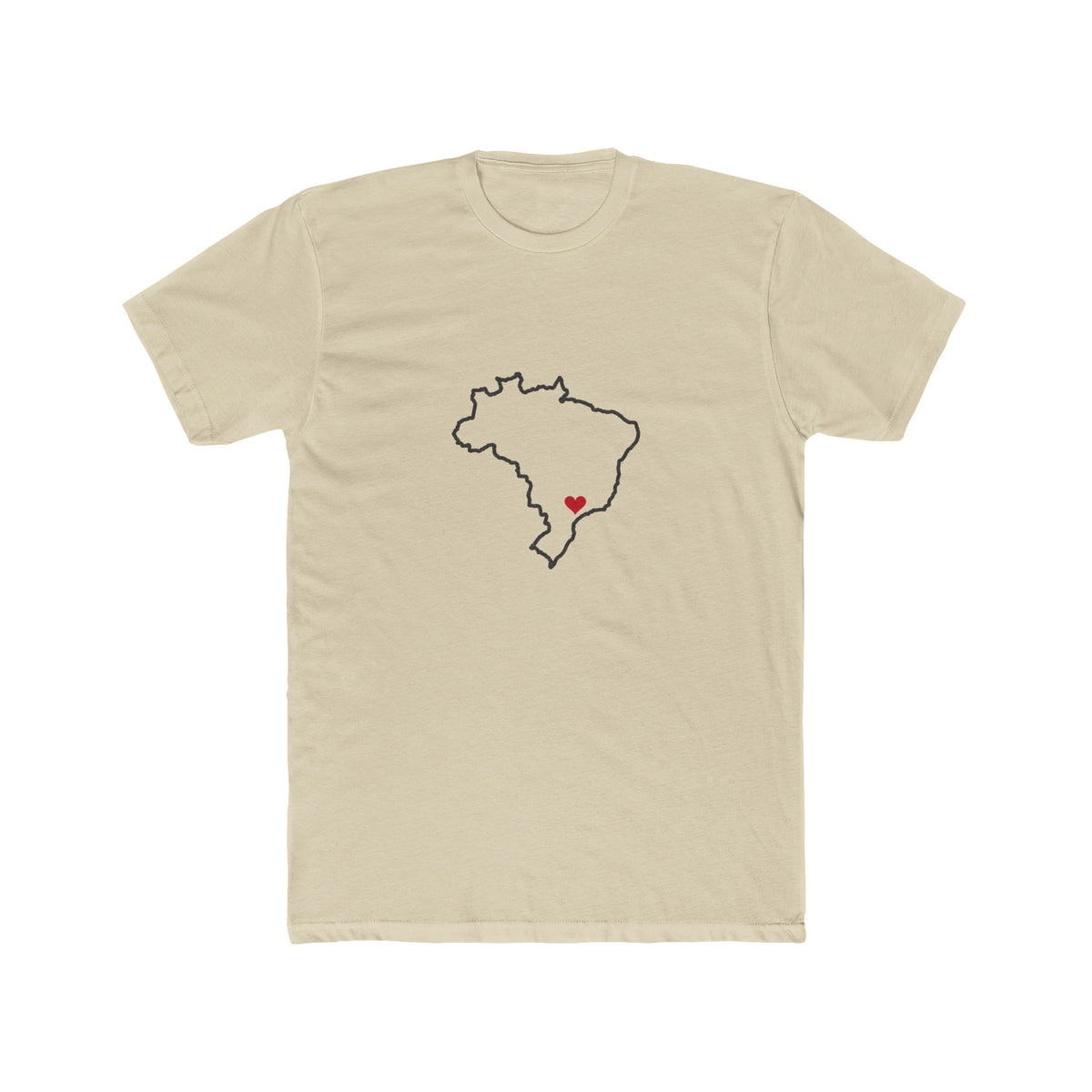 Brazil Piracicaba Mission Heart Map shirt in Cream: Brazil outline with a red heart, front view