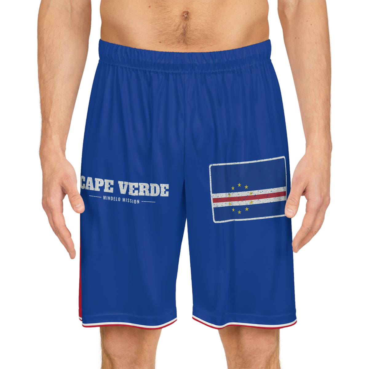 Cape Verde Mindelo Mission Basketball Shorts, worn, front view