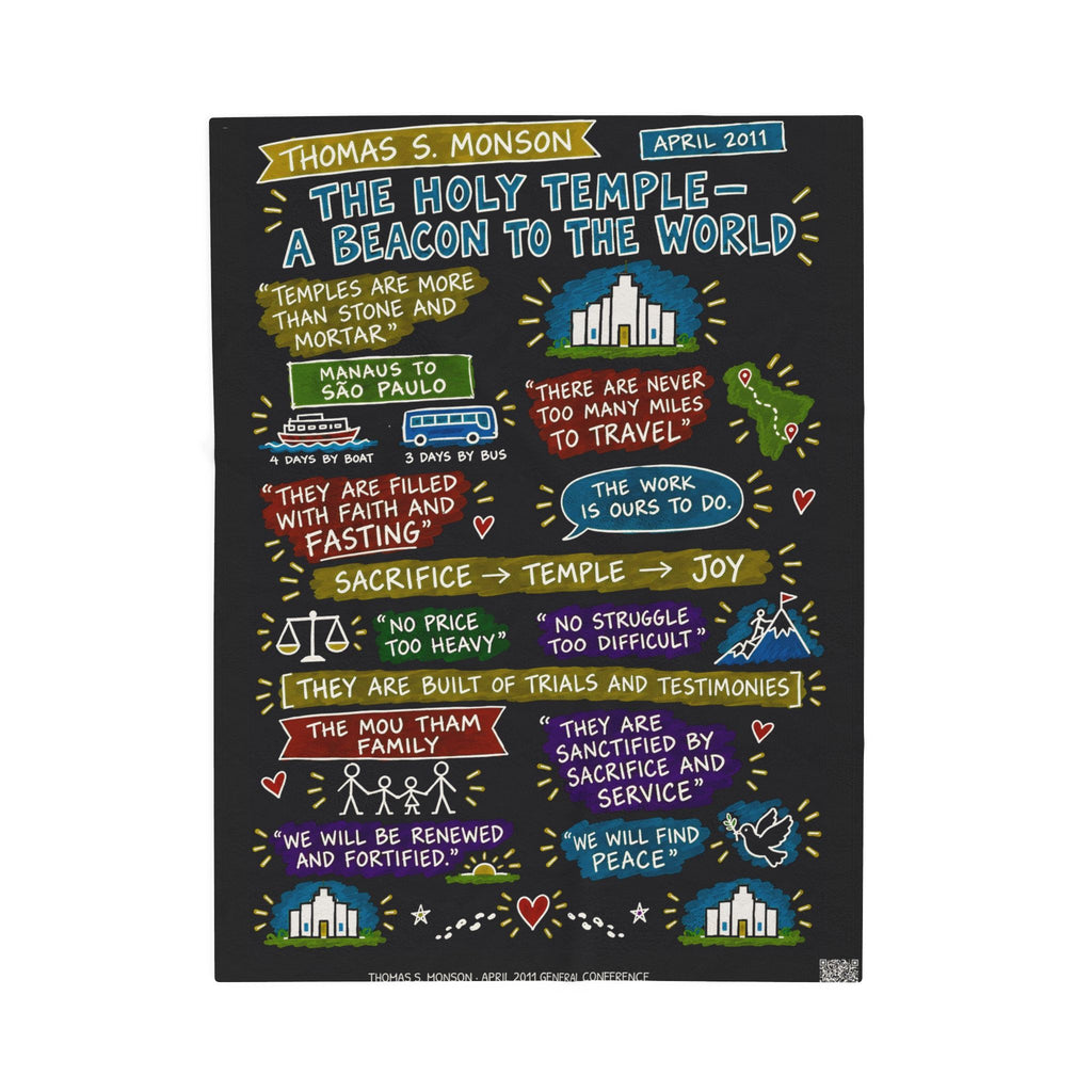 The Holy Temple—a Beacon to the World Sketch Note Plush Blanket — Thomas S. Monson