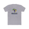Brazil Manaus South Mission Flag Map shirt in Heather Grey: flag of Brazil in the outline of Brazil with navy lettering, front view