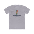 Portugal Porto Mission Flag Map shirt in Heather Grey: flag of Portugal in the outline of Portugal with navy lettering, front view